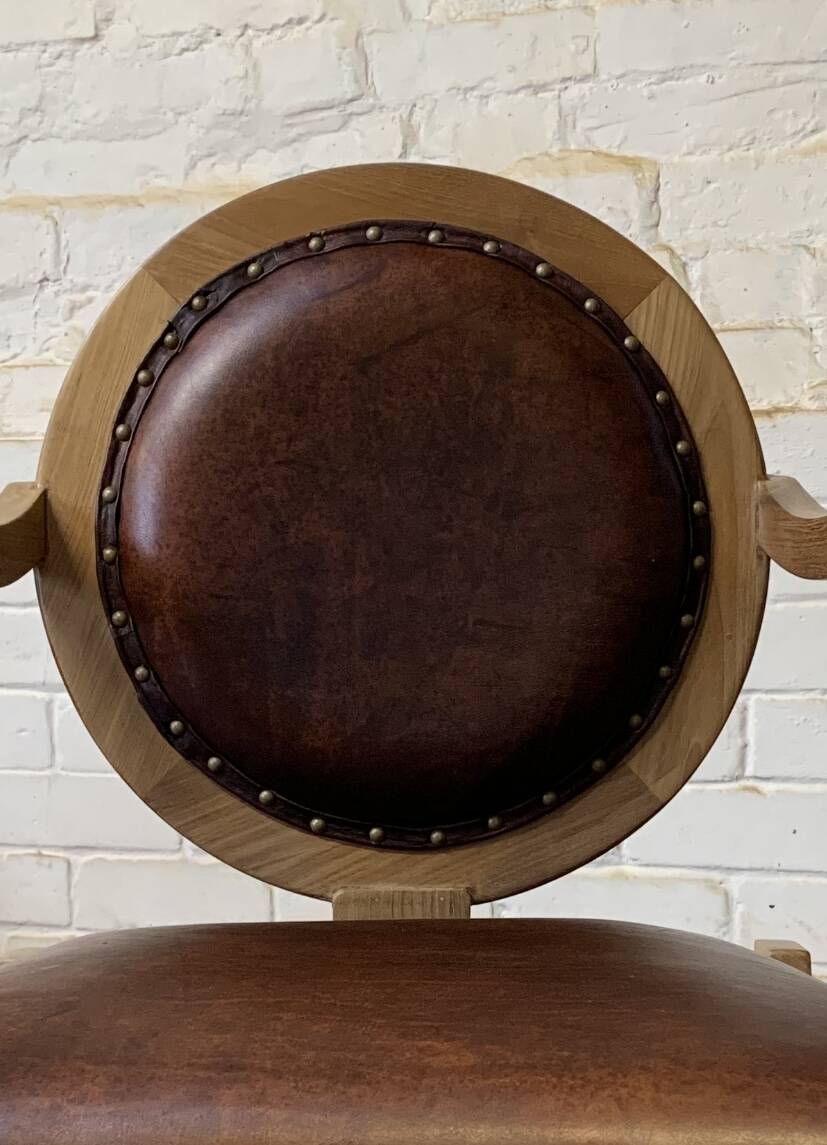 Pair of Hungarian Walnut & Leather Chairs by Lajos Kozma 1884-1948