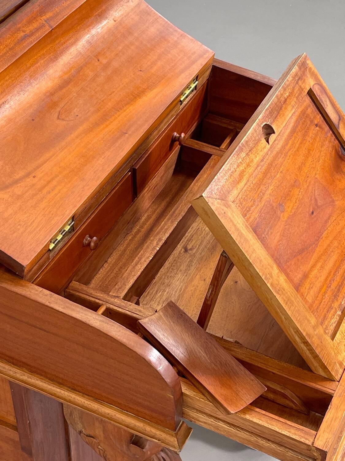 20th century Davenport desk with walnut piano top
