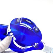 Grande Coupe Hospodka Cristal Bohême Sommerso Liseré Bleu Cobalt