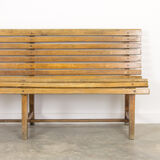 Wooden train station bench