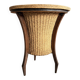 Vintage tripod work lamp in wicker and wood, 1960s style.