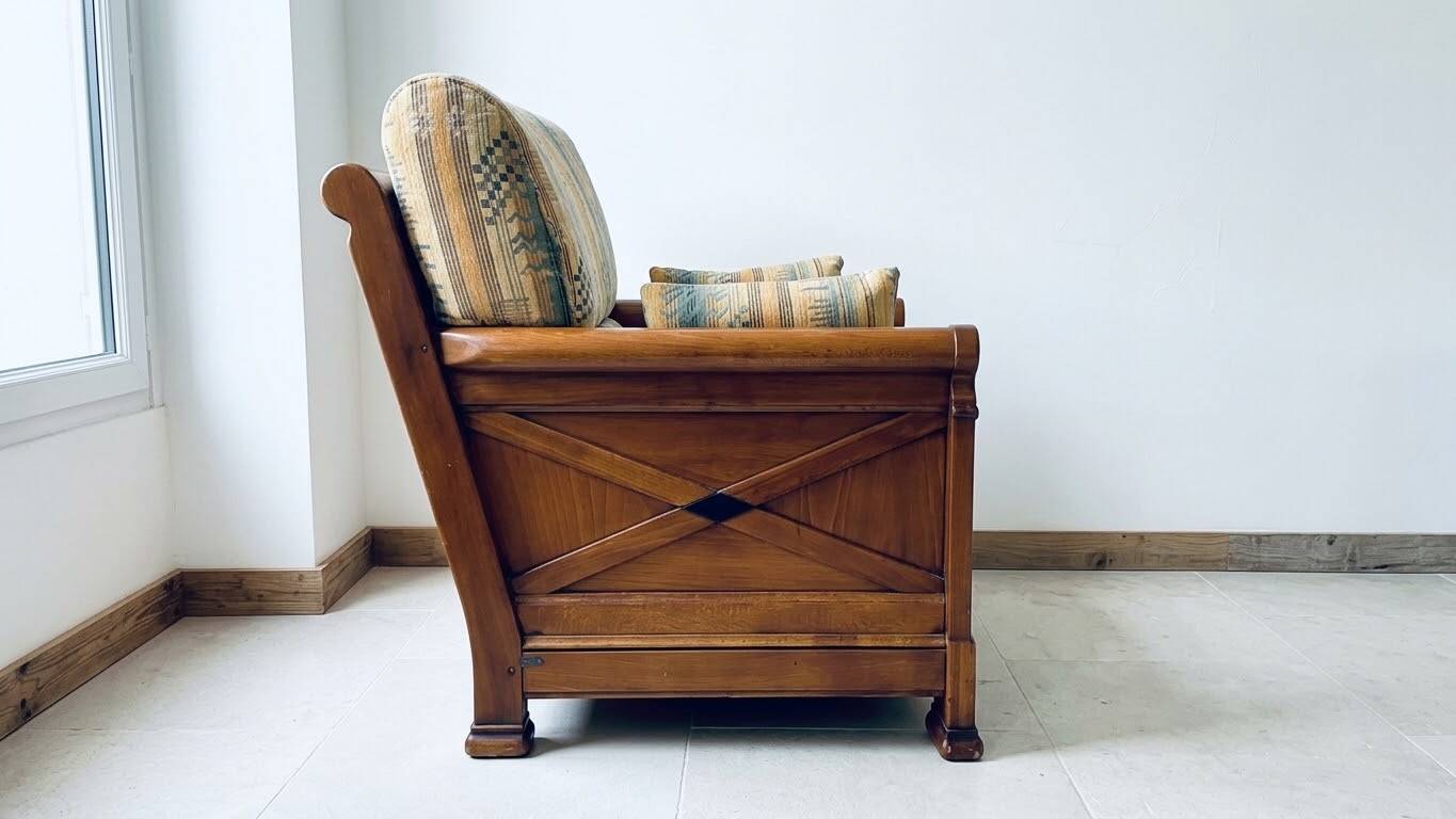 Solid wood and fabric armchair Jacques Leleu collection