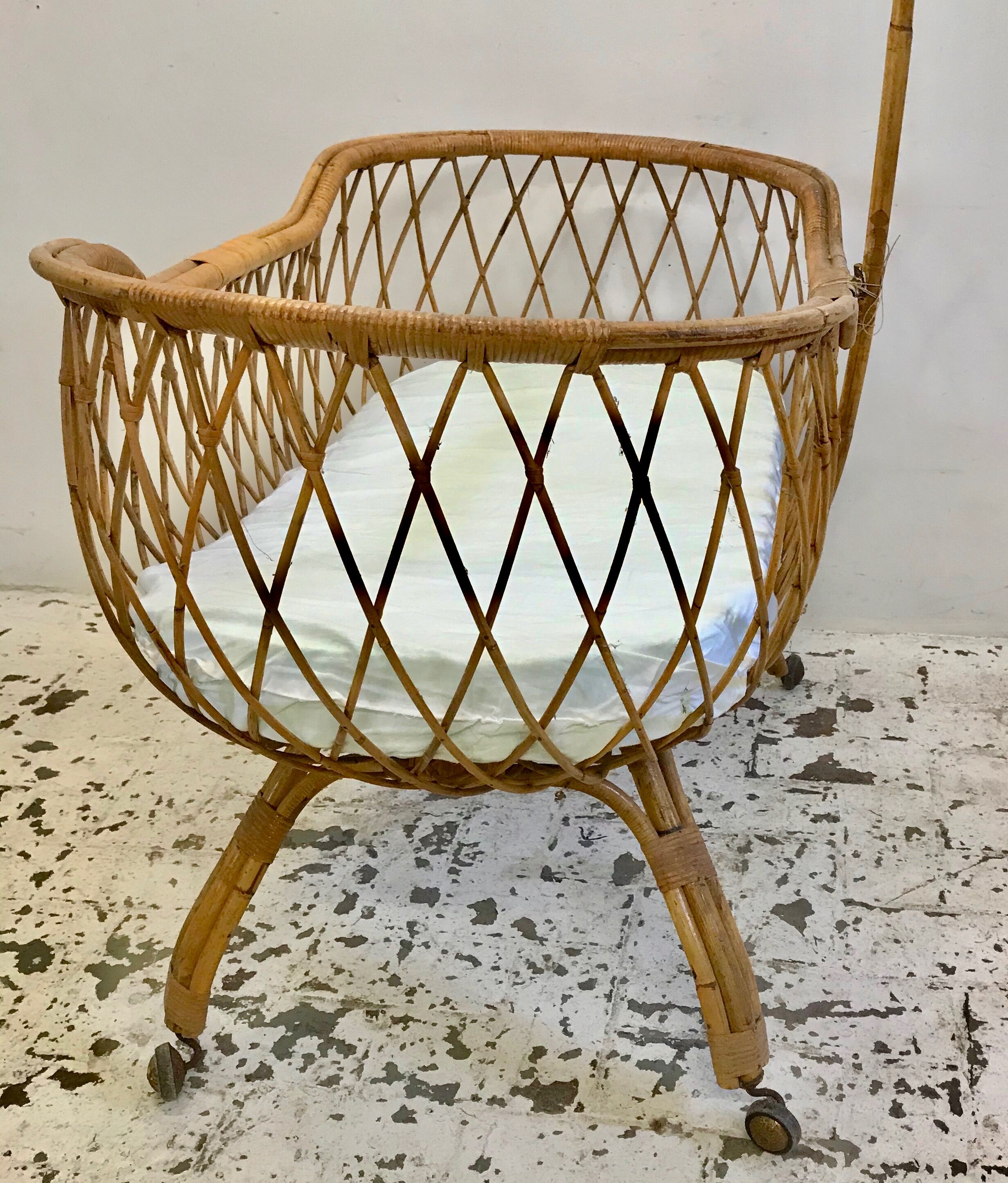 Baby rattan crib