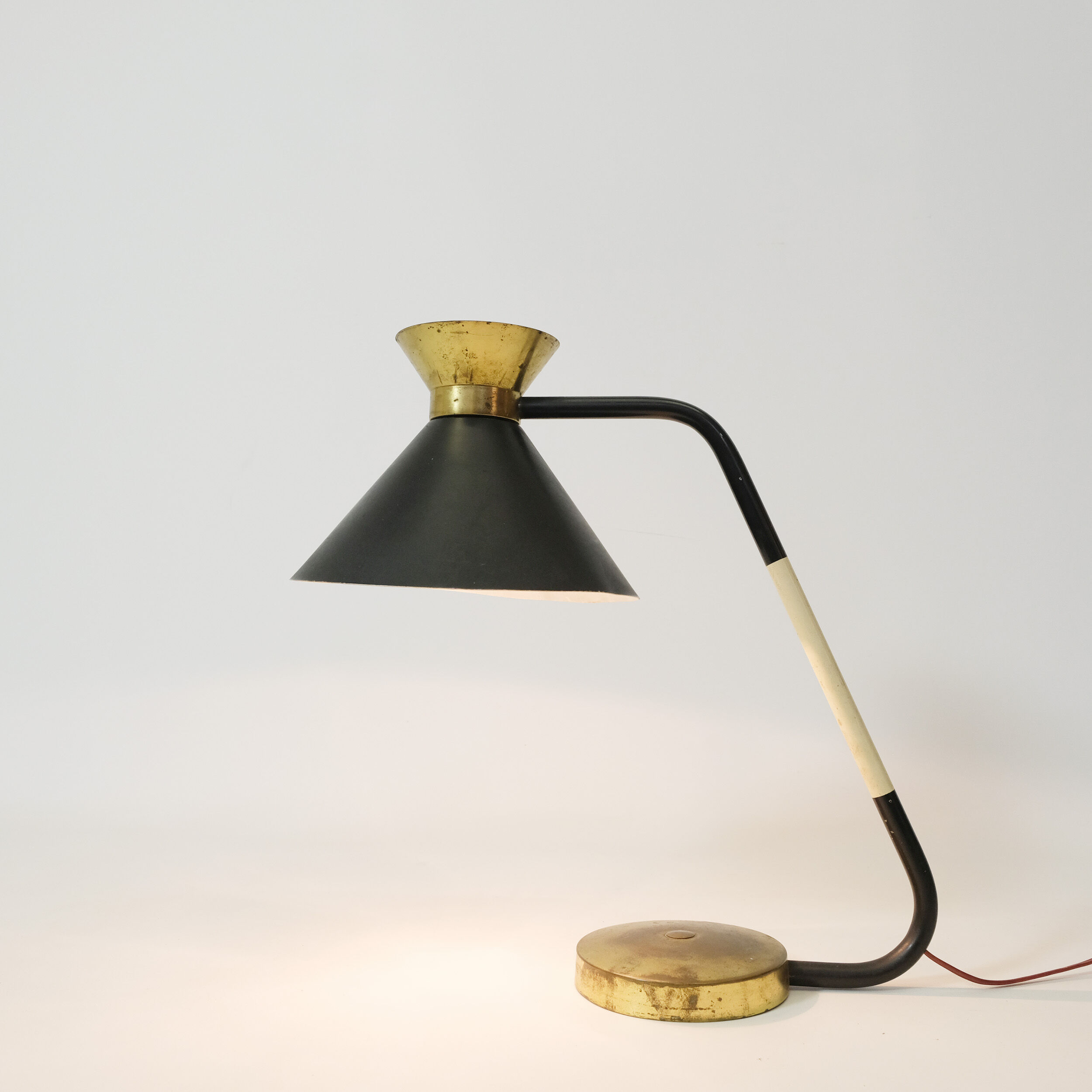 Black and gold diabolo desk lamp, Jumo, 1950/1960