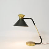 Black and gold diabolo desk lamp, Jumo, 1950/1960