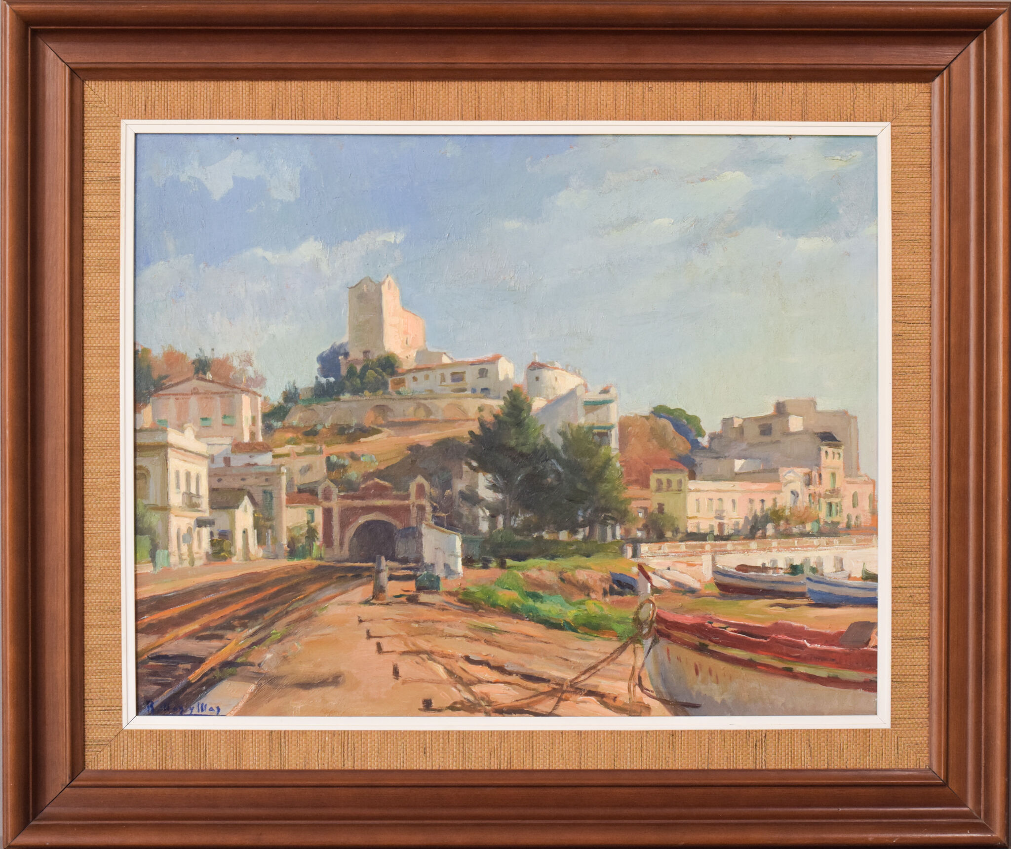 Post impressionist landscape with boats, Ramón Mas i Mas