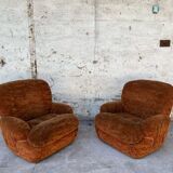Pair of vintage velvet armchairs 1970 Italy