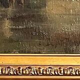 Watering cows painting signed E. Debat Ponsan 1906