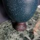 Emu egg naturally green / blue on dark wood bases