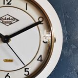 Vintage formica clock round silent wall clock "White Lutetia"
