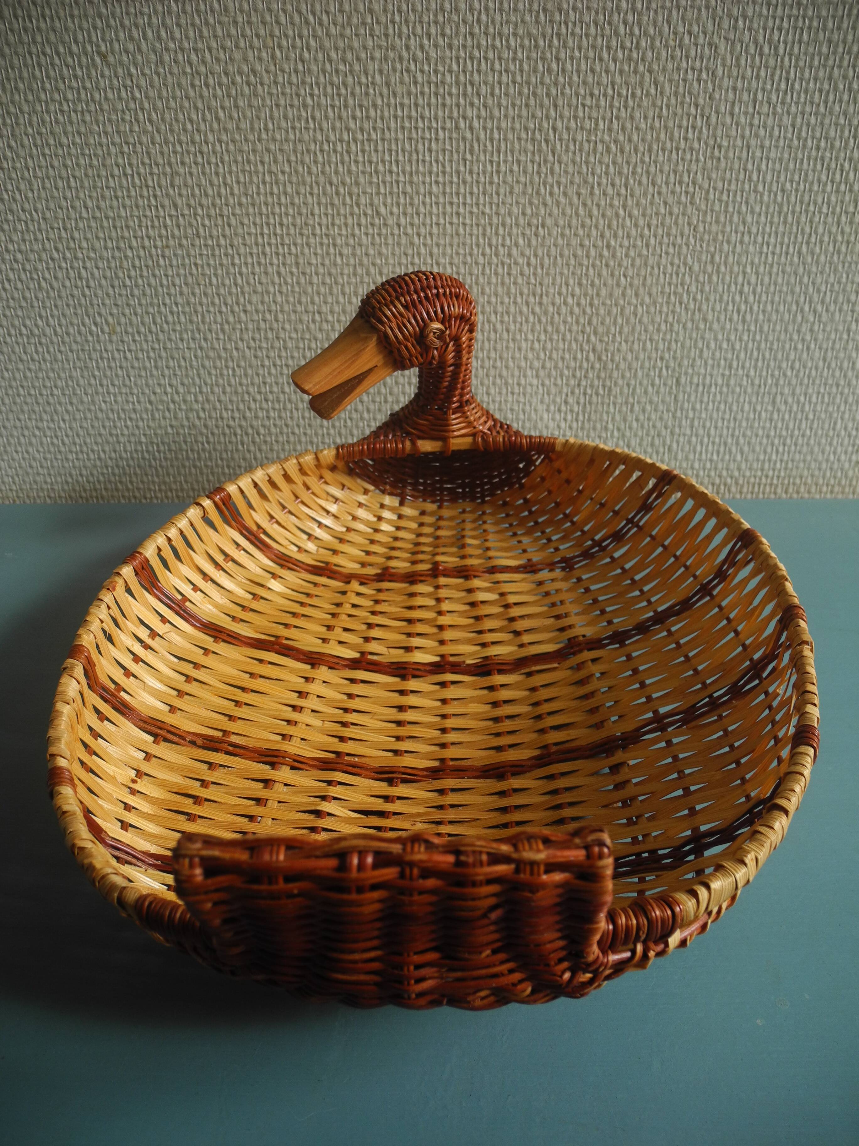 vintage wicker duck basket rattan basket