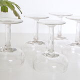 Set of 5 chiseled glass champagne cups
