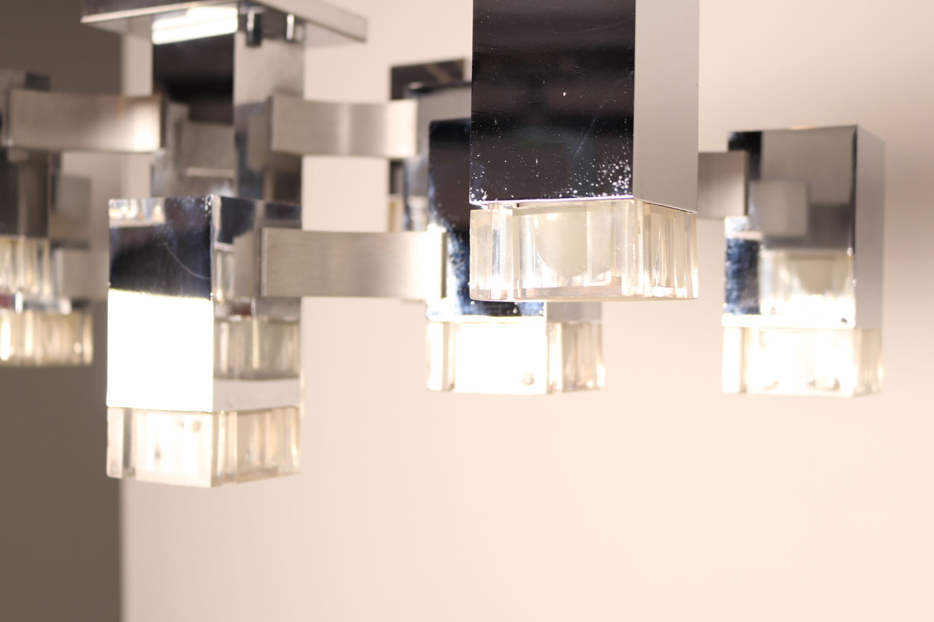 Ceiling light model 'Cubic' with 13 light units by Sciolari - Italy - 1970's