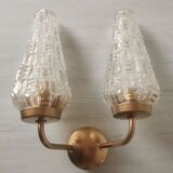 Vintage glass and brass applique