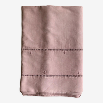 Drap ancien lin et coton teinté mauve