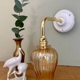 Applique coudée tulipe vintage en verre ambré