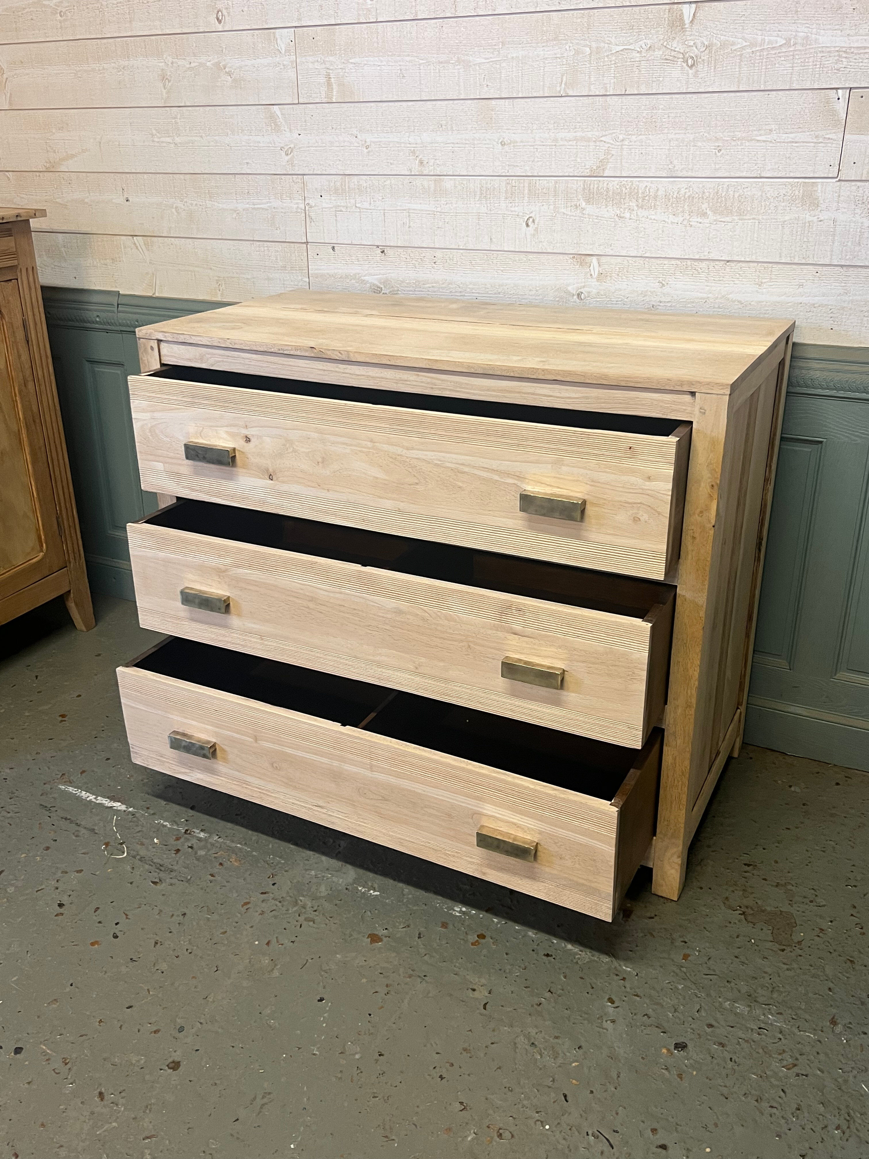 Exotic wood chest of drawers 1980 bronze handles