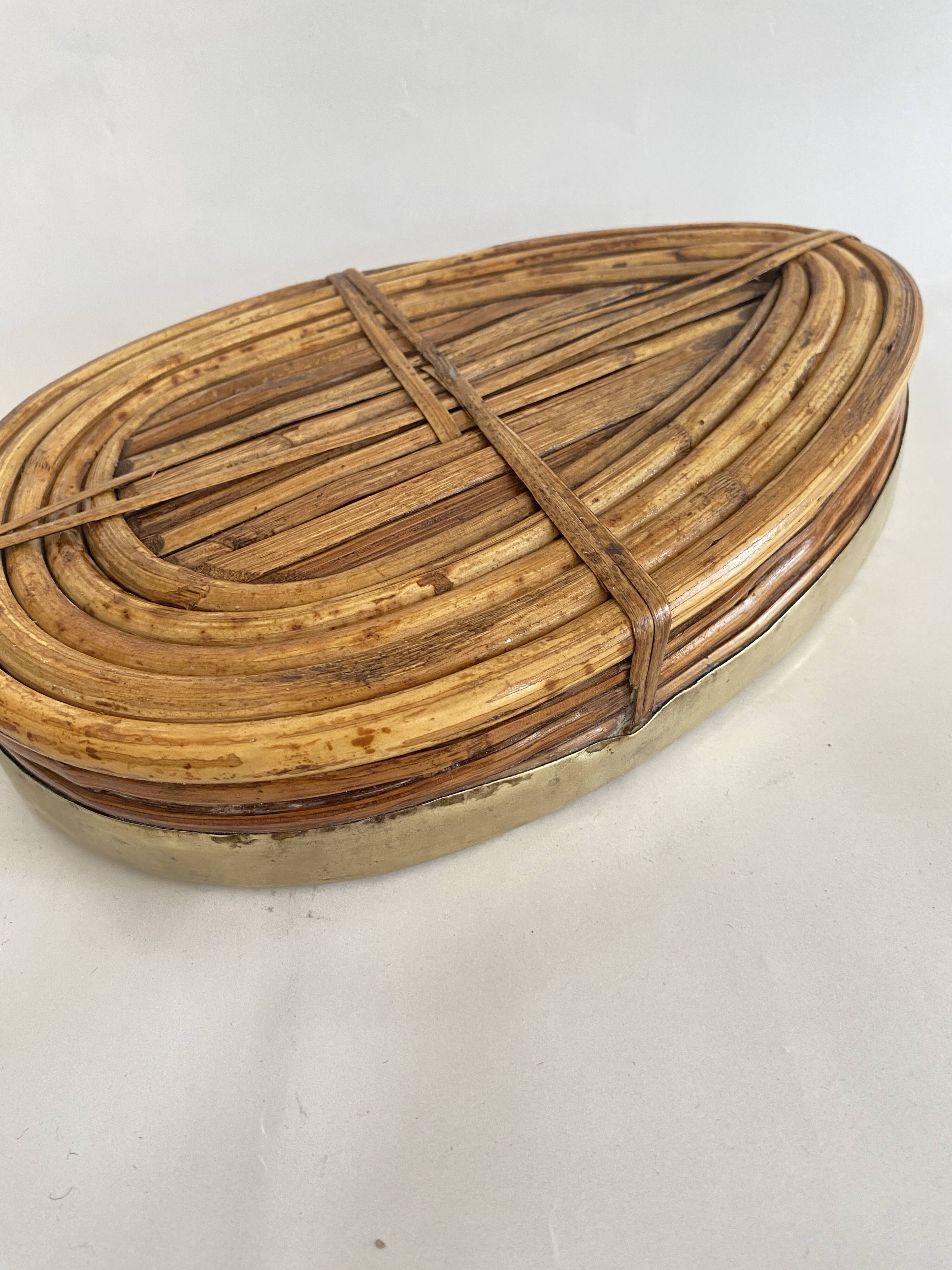 Bamboo and brass basket from the 70s