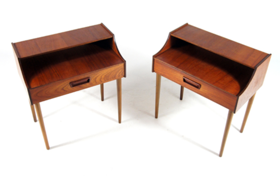 Pair of vintage Danish modern teak bedside tables