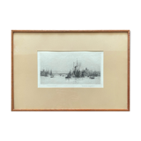 Tableau gravure originale Rowland Langmaid (1897/1956) "London Bridge"