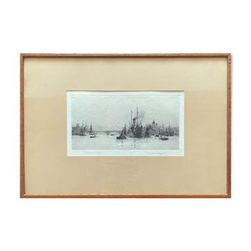 Painting original engraving Rowland Langmaid (1897/1956) "London Bridge"