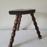 Tripod stool with turned wooden legs