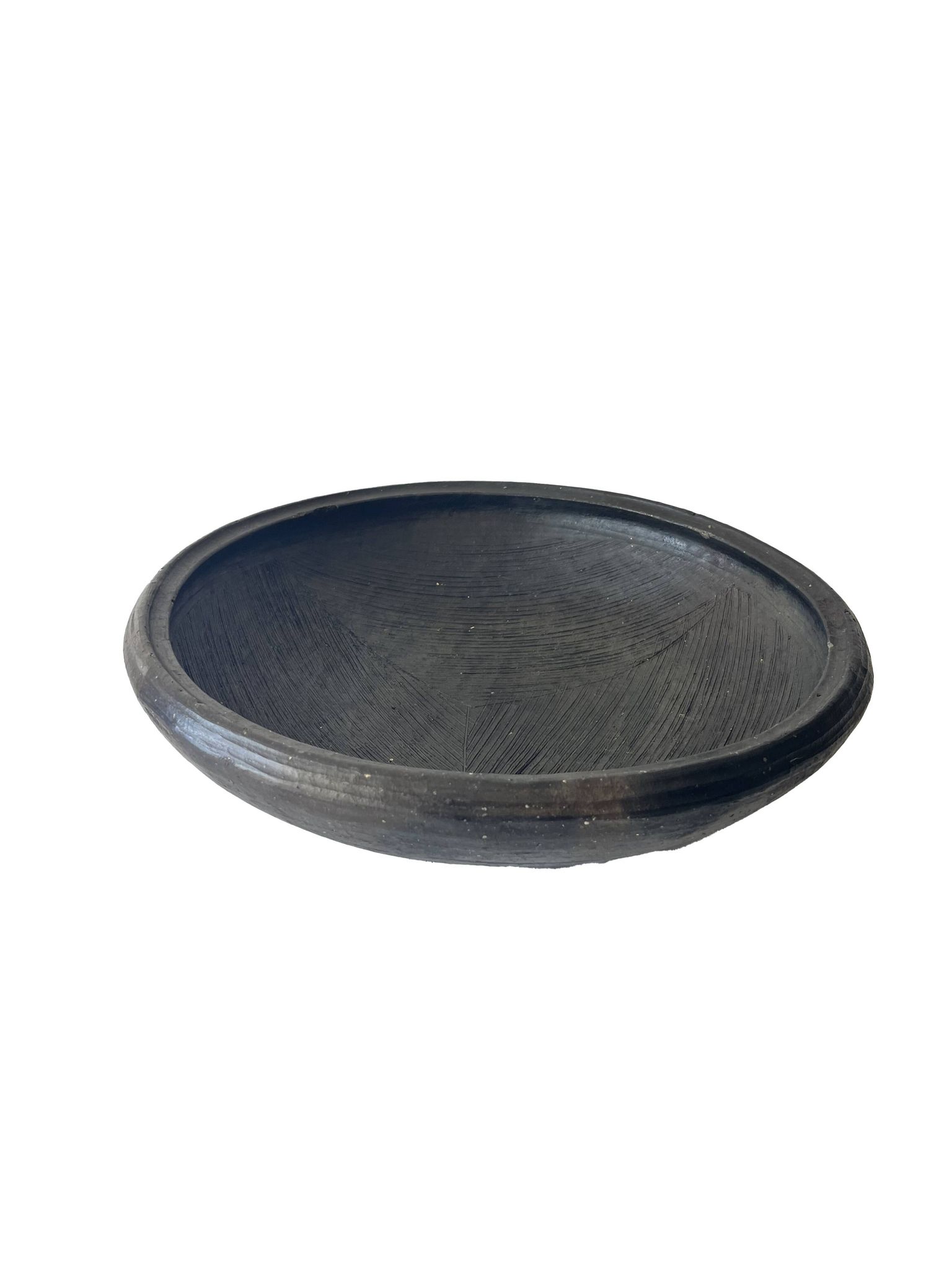 Set of "Kânâh" smoked terracotta dishes with ribbed interior | Ø 17-25-32-40 cm
