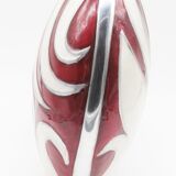 Red and white metal vase