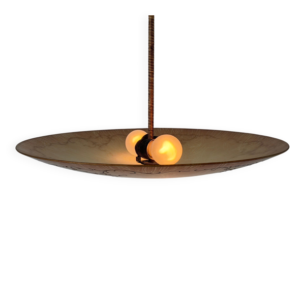 Suspension Art Déco en verre doré rose, années 1940, Allemagne