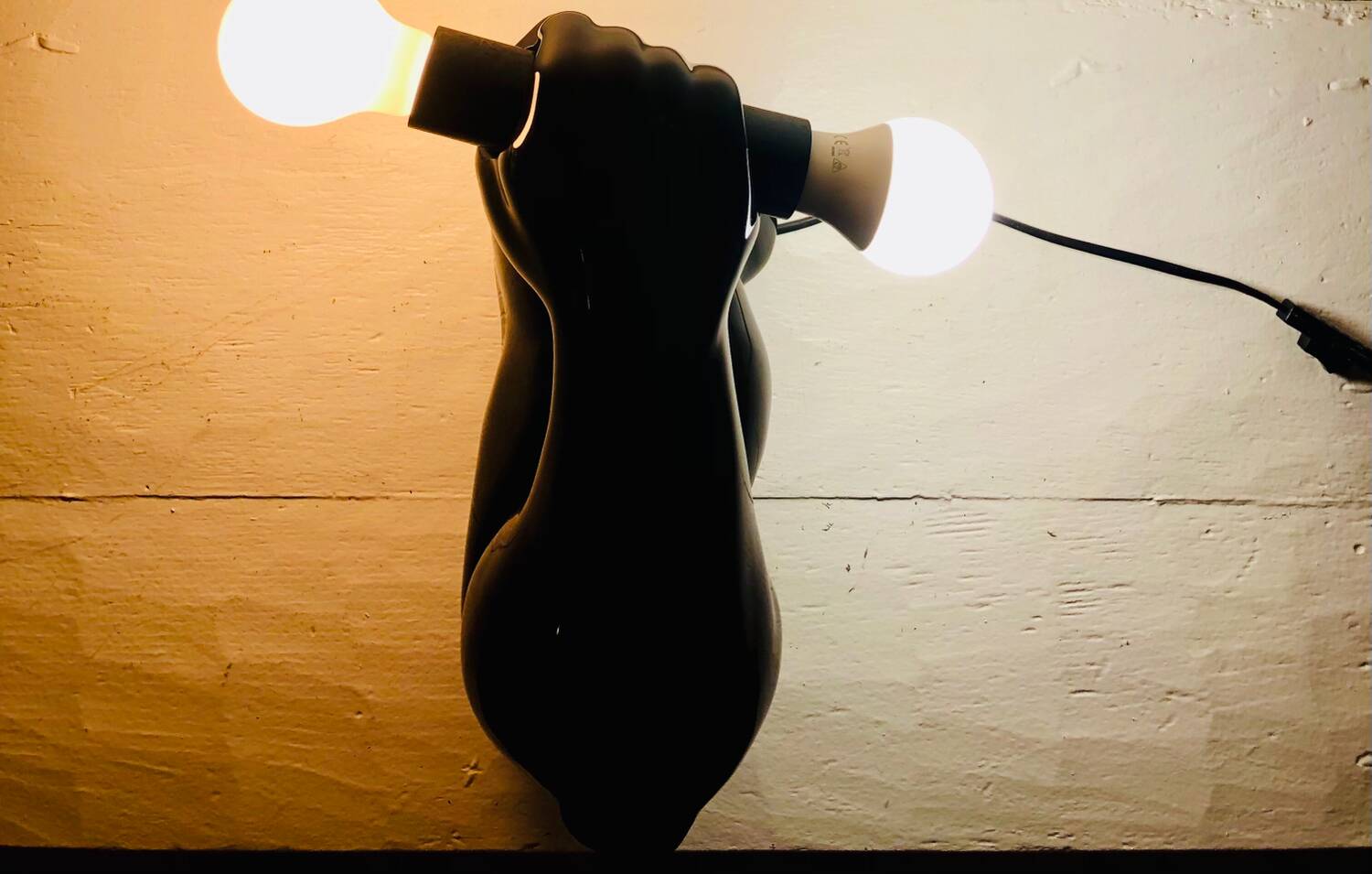 Vintage ceramic dumbbell lamp by JC Peiré