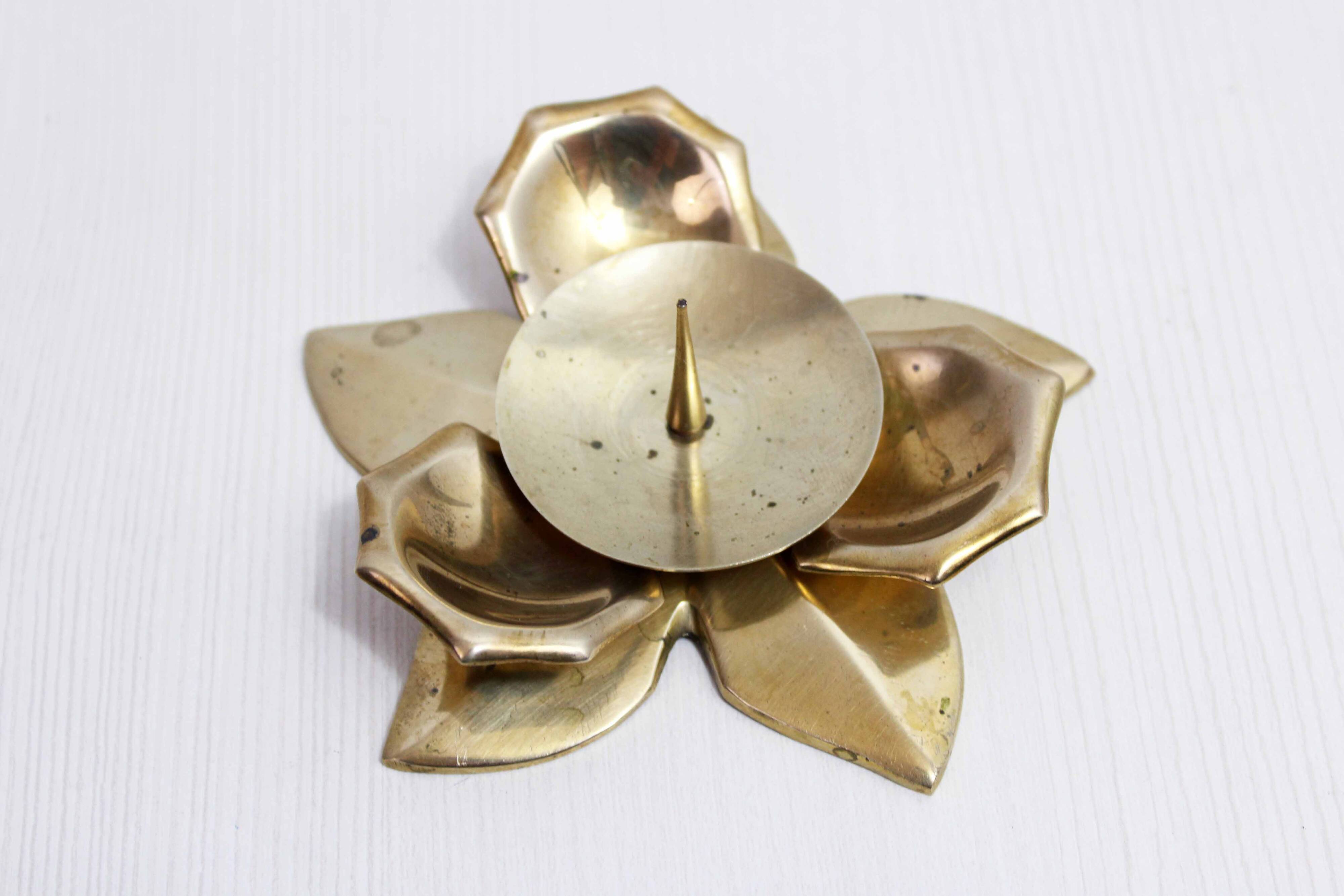 Brass flower candle holder