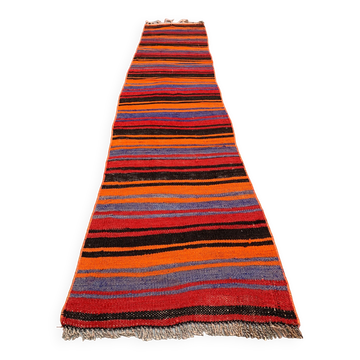 Old Turkish narrow Kilim Runner 272x51 cm shabby chic, vintage kelim