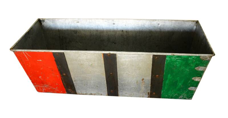 Vintage zinc metal planter with piece handles and original patina from India