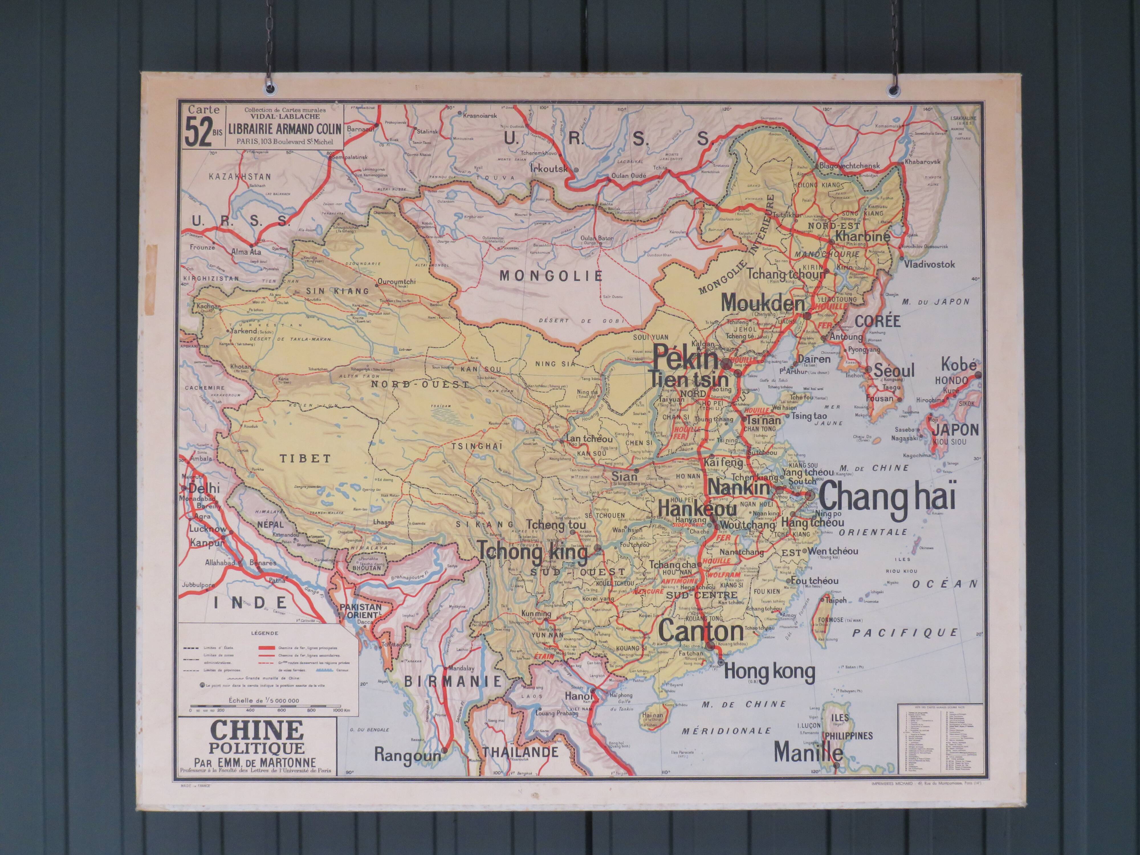 Ancient school map of China No.52 - Vidal Lablache