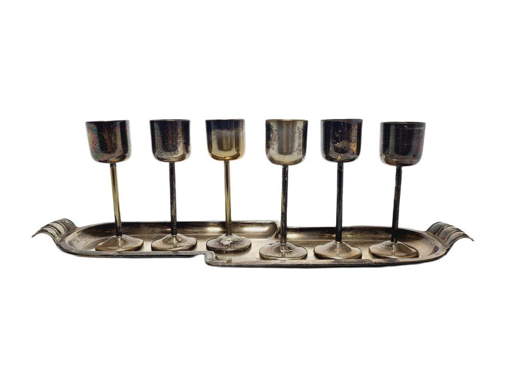 Ensemble de boissons Art Déco de Szandrik, Hongrie, années 1930, ensemble de 7 pièces.