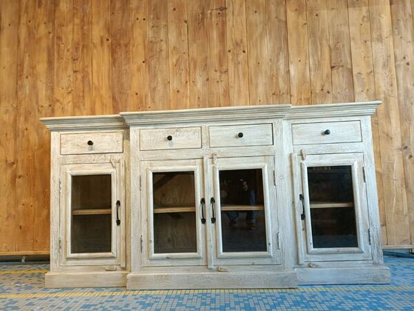 Buffet / vitrine style indus/ colonial bois de manguier massif
