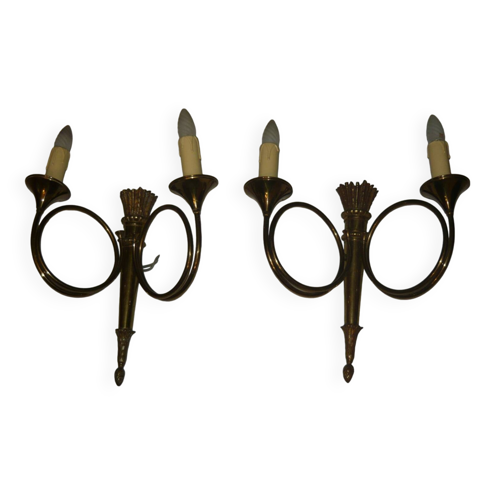 Pair of very large Empire style 2-light wall sconces