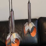 Massive Belgique three-arm waterfall pendant lamp in chrome and orange lacquer