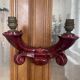 Art Deco burgundy red ceramic wall lamp