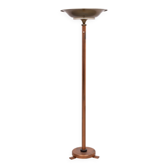 Art Deco Red Copper Floor Lamp, France, 1930s