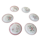 6 mismatched dinner plates, 2 Aude models and 4 Epernay Sarreguemines and Digoin models,