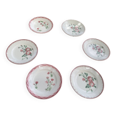 6 assiettes plates depareillees, 2 modele aude et 4 modele epernay sarreguemines et digoin,