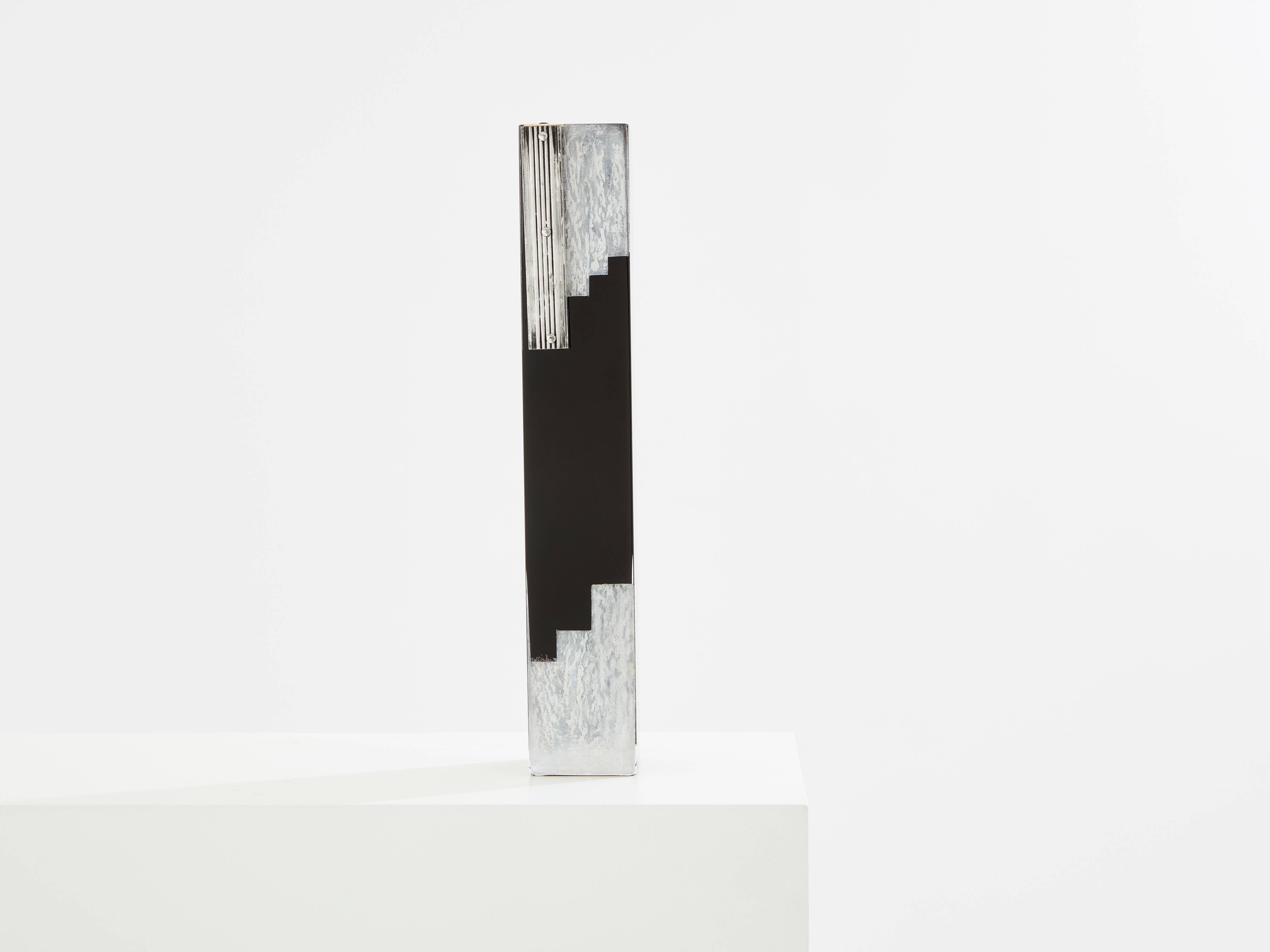 Art Deco vase in black and white opaline glass Anatole Riecke 1939