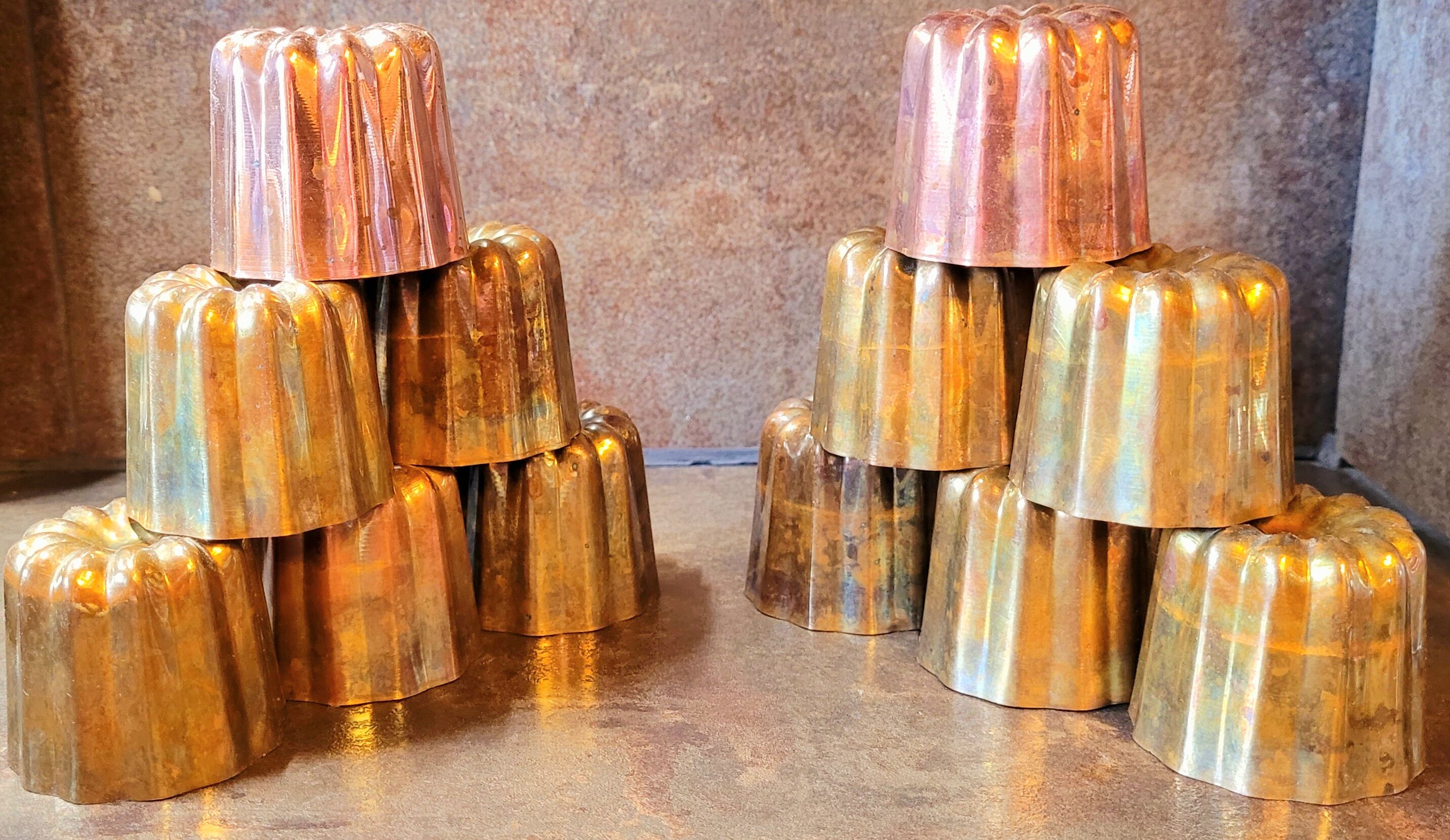 12 old vintage copper fluted molds