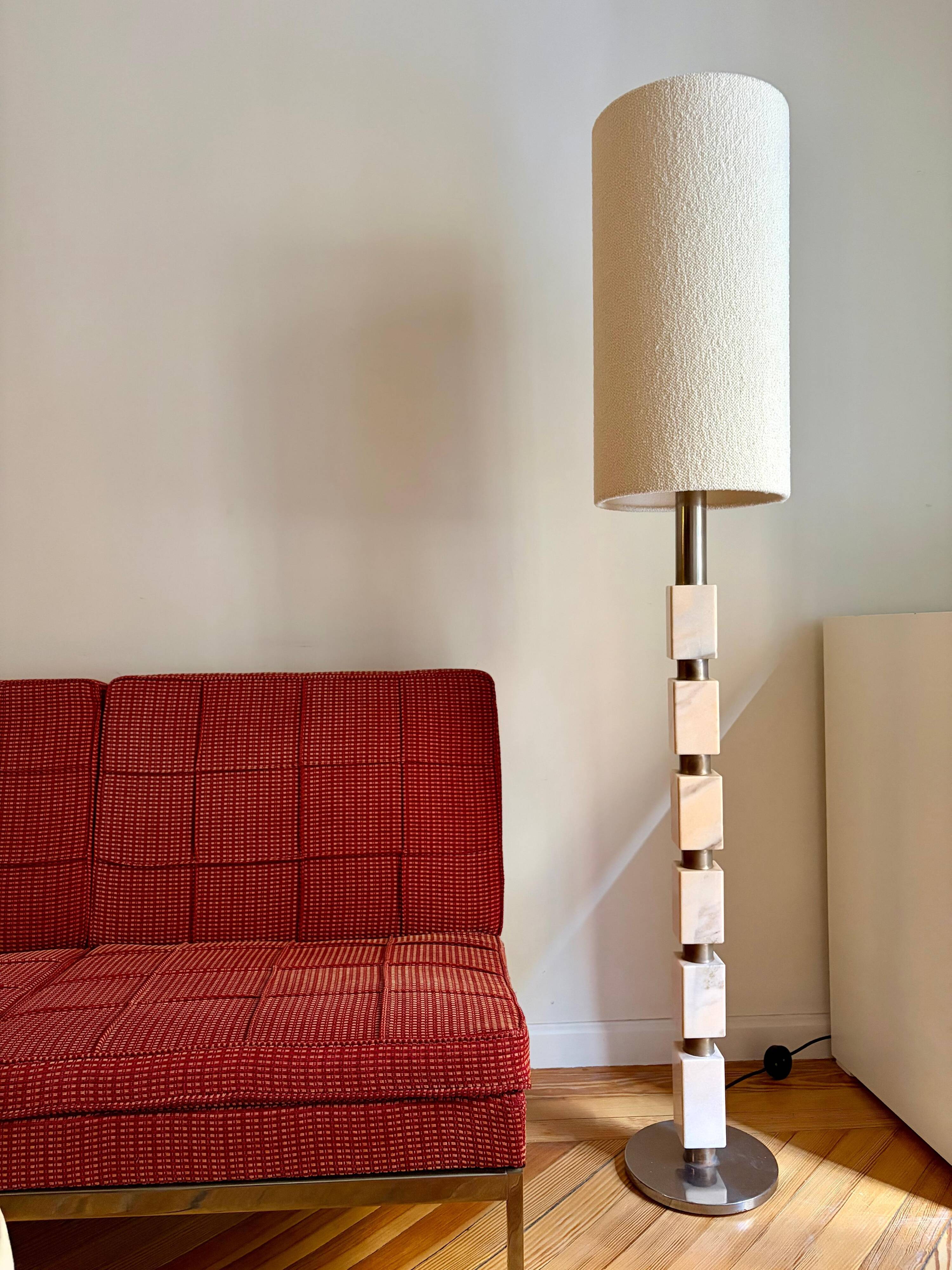 Lampe allemande en acier et marbre