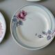 6 antique flat plates, floral decoration, 22.5 cm