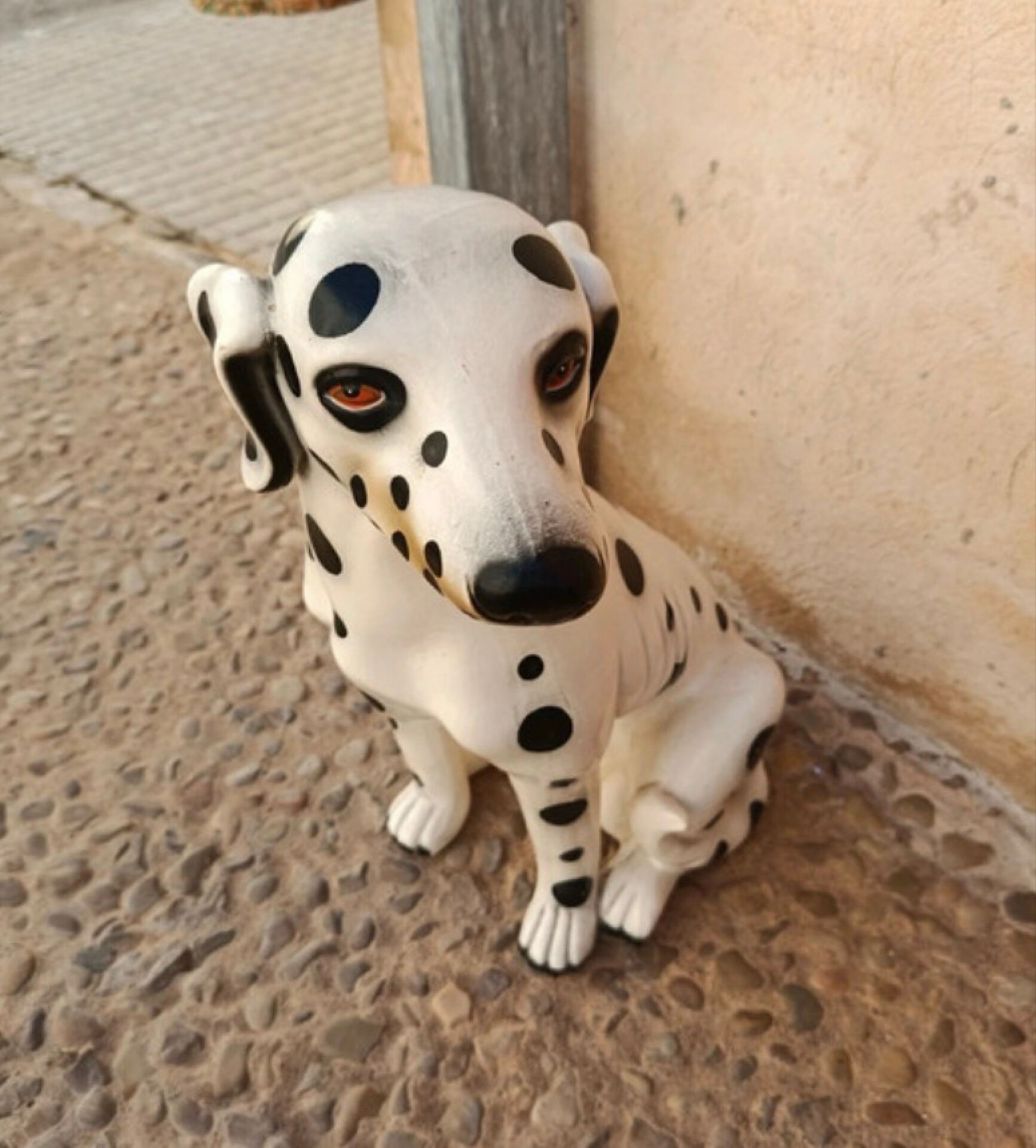 Glazed ceramic statue of a Dalmatian dog – Italy, circa 1970