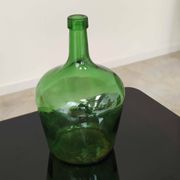 Dame Jeanne vintage emerald green glass demijohn 25cm