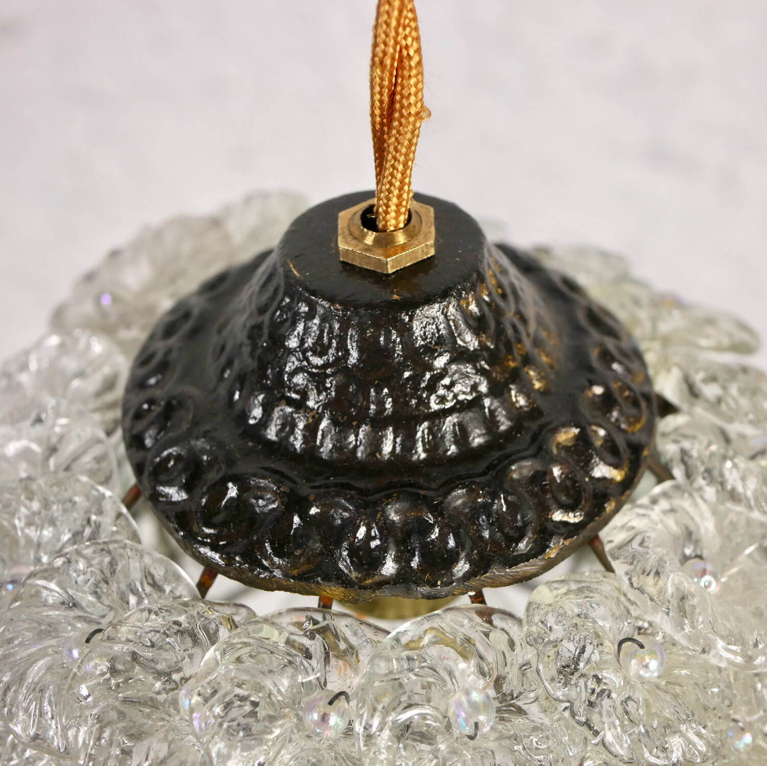 Pair of pearl glass pendant lamps