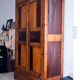 Old wardrobe cabinet in elm and solid walnut